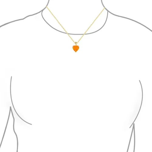 Vista 3 de Romántica nupcial Danity Opulencia 5CT Juego de puntas solitario creado naranja blanco ópalo colgante en forma de corazón para mujer, chapado en oro