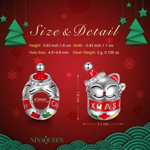 Vista 2 de NINAQUEEN The Carnival Of Animals Collection, Sterling Silver Charms with Jewelry Box, Original Gifts for Every Special Moment