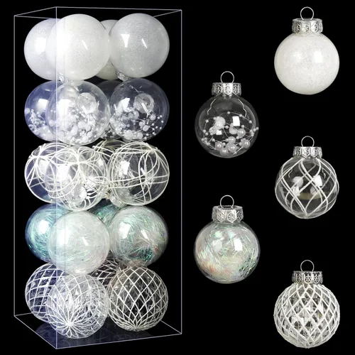Vista 11 de Adornos de bola de Navidad de plástico transparente, 30 bolas de champán de 2.36 pulgadas para decoración de árboles, inastillables para regalos