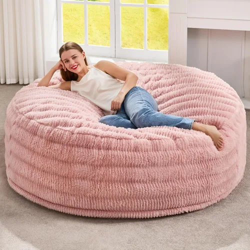 Vista 37 de Hobestluk Sillas Puf para Adultos, Silla Puf con Relleno, Sillas Puf Grandes con Funda Esponjosa en Relieve, Sillas Puf Gigantes para Adultos