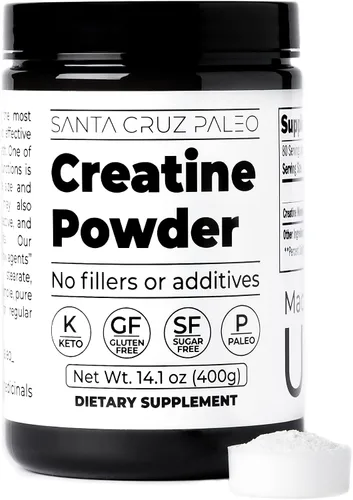 Vista 8 de Santa Cruz Paleo, Polvo de Monohidrato de Creatina Micronizado, Suplemento Sin Sabor para Pre Entrenamiento y Apoyo Muscular, Libre de Gluten Keto