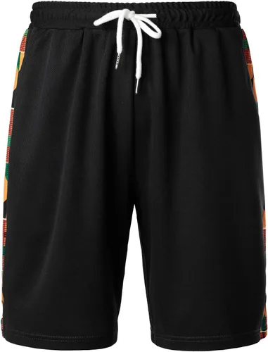 Vista 4 de LucMatton Conjunto de camiseta y pantalones cortos con estampado africano de verano para hombre, 2 piezas, conjunto deportivo de malla, trajes