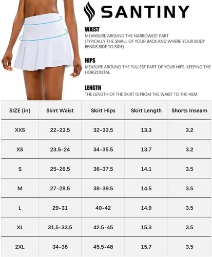 Vista 6 de SANTINY Pleated Tennis Skirt for Women with 4 Pockets Women's High Waisted Athletic Golf Skorts Skirts for Running Casual
