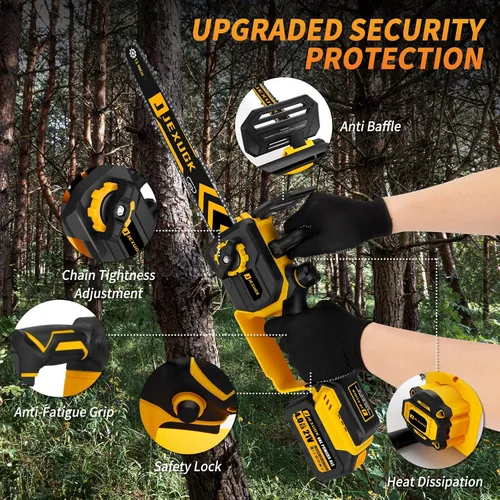 Vista 5 de JEXUGK Motosierra Inalámbrica Sin Escobillas de 12 Pulgadas, Motosierra Inalámbrica de Mano con 2 Baterías de 4.0Ah, Motosierra Mini Portátil con 2