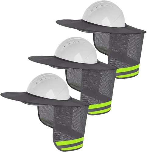 Vista 11 de Paquete de 2 protectores solares para casco duro, protector solar de malla de ala completa para cascos duros, alta visibilidad, reflectante