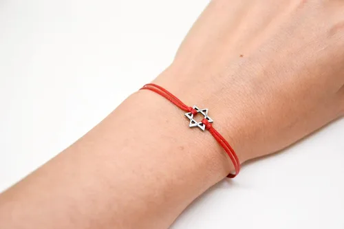 Vista 3 de Pulsera de estrella de David, pulsera de plata con estrella de David, pulsera roja para mujer, regalo de Bat Mitzvah, judía, hebreo joyería
