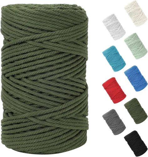 Vista 35 de Cuerda de macramé de 0.079 in x 220 yardas (656 pies), cuerda de algodón natural para colgar en la pared, ganchos de plantas, manualidades Verde