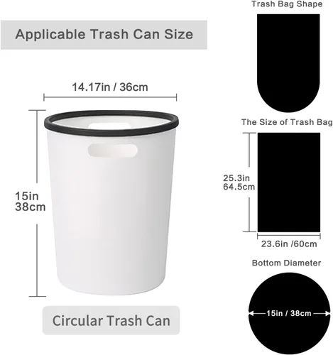 Vista 4 de Toplive Bolsa de basura para el hogar, baño, dormitorio, cocina, oficina (negro, 8 galones)