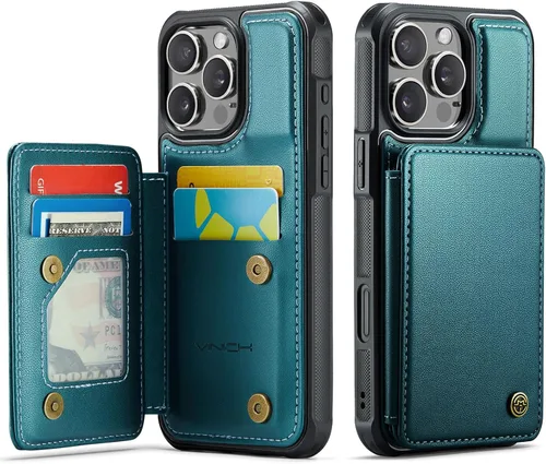 Vista 27 de Vinich for iPhone XR Wallet Case with Card Holder, Black RFID Blocking Credit Slots, Kickstand, Shockproof Flip Phone Cover, PU Leather, Double