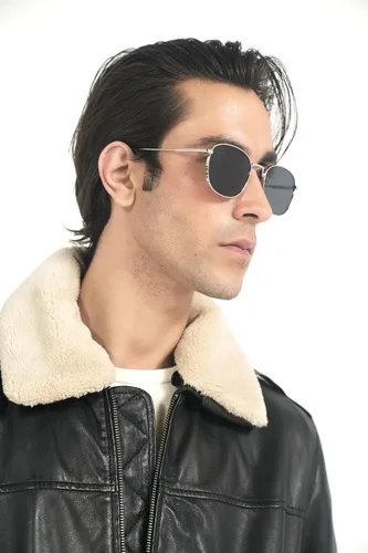 Vista 2 de STREGA Chaqueta de cuero para hombre, chaqueta bomber de piel de cordero genuina para hombre, color marrón con cuello Sherpa extraíble, chaqueta