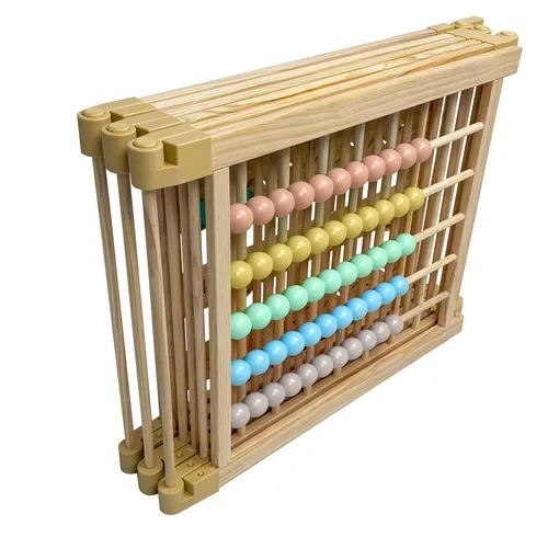 Vista 7 de Corralito de madera extragrande para niños pequeños y bebés - Diseño de juguete con tema Bajo el Mar - (8/10) Paneles de madera - Corralito plegable