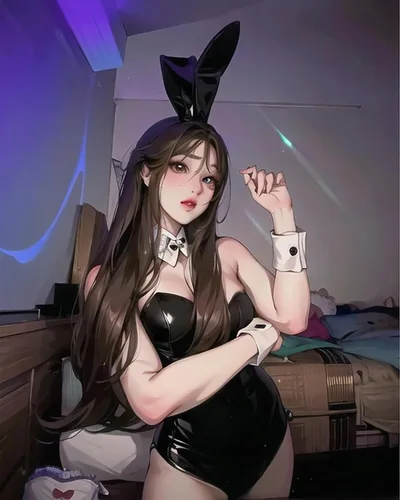 Vista 2 de mzenuop Disfraz de conejo, disfraz de anime para mujer, disfraz de Halloween para mujer, conjunto con medias