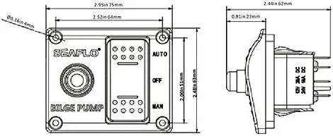 Vista 3 de SEAFLO Panel de interruptor de bomba de achique de 3 vías (apagado automático) 12 V 24 V con interruptor de circuito integrado de 15 A