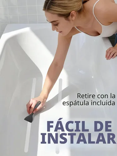 Vista 5 de Secopad Tiras adhesivas antideslizantes para bañera con raspador, 36 unidades, transparente Original Safety Anti-Slip Treads, Comfortable PEVA