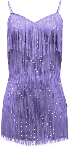 Vista 5 de Vestido sexy de fiesta con cuello en V para mujer, vestido de lentejuelas de color sólido, vestido con flecos, para ocasiones especiales