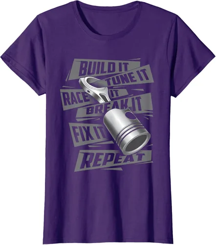 Vista 11 de Build It Tune It Race It Break It - Camiseta para entusiastas de los coches de carreras, talla S Negro