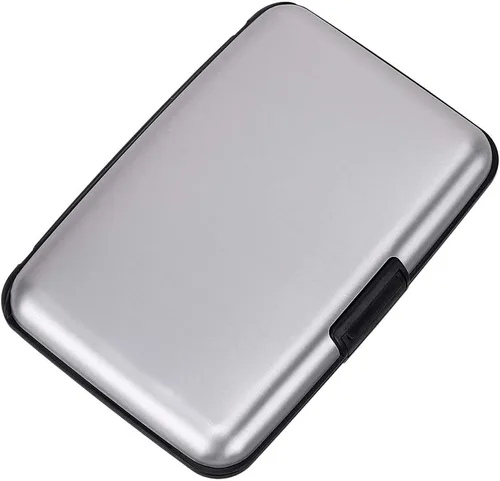 Vista 4 de Elfish.- Funda protectora de aluminio contra RFID, para tarjetas de crédito, carcasa rígida para tarjetas de presentación, cartera de metal