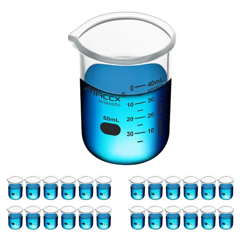 Vista 22 de Vaso de vidrio resistente de 3.4 onzas (3.4 fl oz), 3.3 Griffin de borosilicato de forma baja con graduación impresa, paquete de 4, BKL100-004