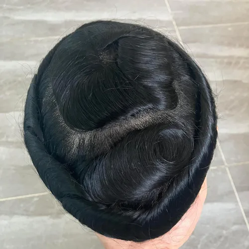 Vista 6 de Piel súper ultra fina 0.001 in 90% densidad indetectable línea capilar natural hombres tupé marrón negro 100% cabello humano