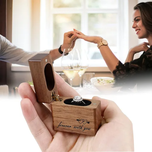 Vista 2 de Cajas de anillos de compromiso para propuesta de anillo de compromiso para propuesta de anillo de compromiso, caja de portador de anillos "Forever