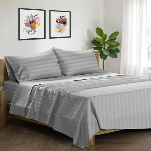 Vista 17 de XOOX Linen Juego de 4 fundas de almohada de algodón egipcio, tamaño Queen, fundas de almohada de lujo de 1500 hilos de alto tamaño estándar
