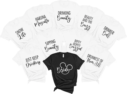 Vista 5 de Sipping Beauty - Camisa de despedida de soltera, Bipity Bopity Dama de honor, regalo de fiesta nupcial, regalo de fiesta de boda, color negro