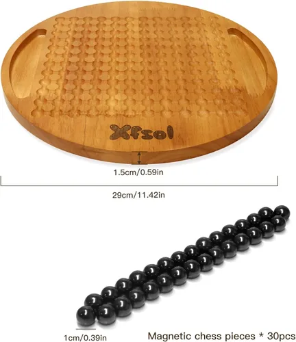 Vista 6 de Juego de ajedrez magnético, juego de mesa de madera dura de doble cara con 30 bolas magnéticas, desarrolla inteligencia, ejercicio cerebral