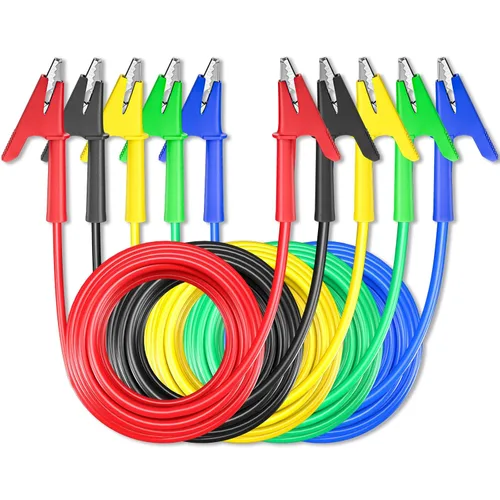 Vista 7 de Goupchn Clips de cocodrilo de doble extremo para cables de prueba eléctrica con clips de cobre flexibles de envoltura completa 5 piezas para pruebas