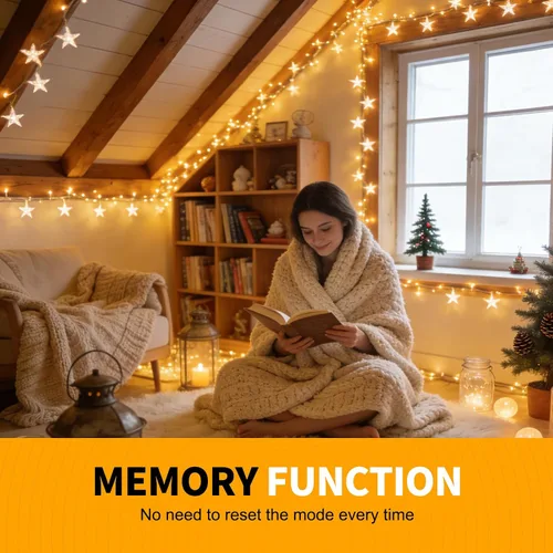Vista 4 de Guirnalda de 500 luces LED de 164 pies, 8 modos de enchufe, con función de memoria, tira de luces verdes de Navidad para dormitorio, árbol