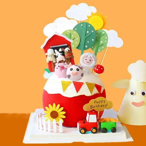 Vista 5 de JeVenis Little Farm - Juego de decoración de tartas de animales de granja, ovejas, vacas, cerdos para baby shower y fiestas de cumpleaños