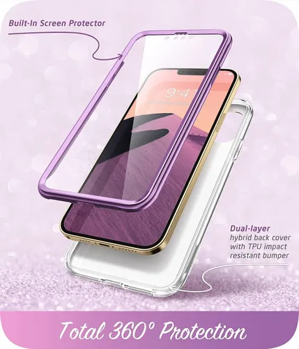 Vista 3 de i-Blason Funda protectora elegante, delgada y completa con protector de pantalla integrado para iPhone 13 Pro de 6.1 pulgadas, serie Cosmo