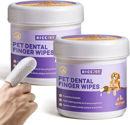 Vista 11 de HICC Pet Toallitas de limpieza de dientes para perros y gatos, elimina el mal aliento eliminando la placa y la acumulación de sarro, cepillo