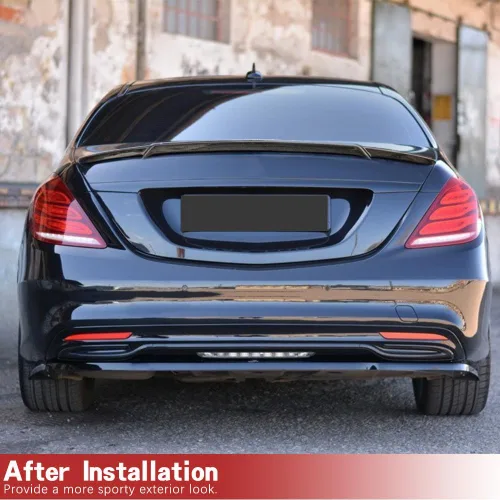 Vista 2 de Alerón de maletero de fibra de carbono W222 para Mercedes Benz Clase S W222 2014-2020 Clase S Sedan S450 S550 S560 S63 4 puertas con tapa de alerón