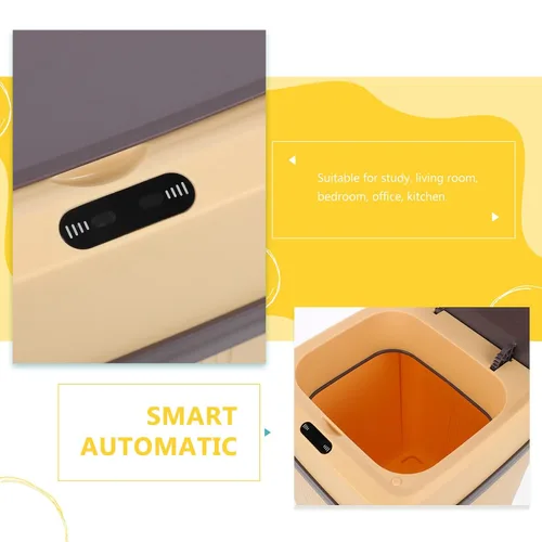 Vista 5 de Cubo de basura automático sin contacto inteligente con modos, contenedor de basura de plástico a pilas para cocina, oficina, baño, sensor sin