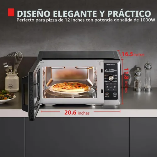 Vista 5 de TOSHIBA Optichef Pro Freidora de aire Combo horno microondas para encimera con inversor de origen, ChefDefrost, 1.0 pies cúbicos, 1000 W, acero