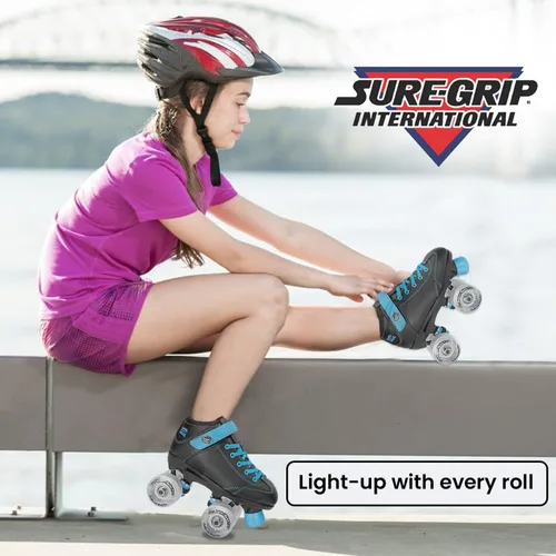 Vista 8 de Sure-Grip Sugar & Spice - Patines de ruedas para niños, botas de vinilo duraderas con acolchado cómodo, cuentan con ruedas iluminadas