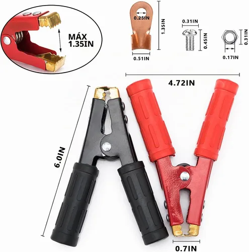 Vista 4 de HerMia 800A Heavy Duty Puente De Cobre Puente Cables Boost Abrazadera Cargador De Batería De Coche Abrazaderas (2 PCS)