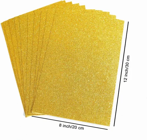 Vista 6 de Hojas adhesivas de espuma de papel con purpurina para decoración de Navidad Dorado