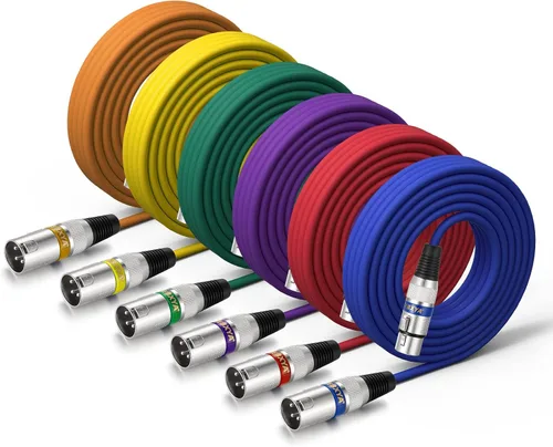 Vista 21 de EBXYA Cable XLR de 2 pies, paquete de 10 unidades, 3 pines, cable de micrófono XLR equilibrado macho a hembra, adecuado para mezclador de audio 10