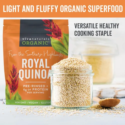 Vista 4 de Viva Naturals Quinoa orgánica, 4 libras – Grano entero prelavado, proteína vegetal, USDA orgánico, sin gluten, sin OMG, vegano, sustituto de arroz