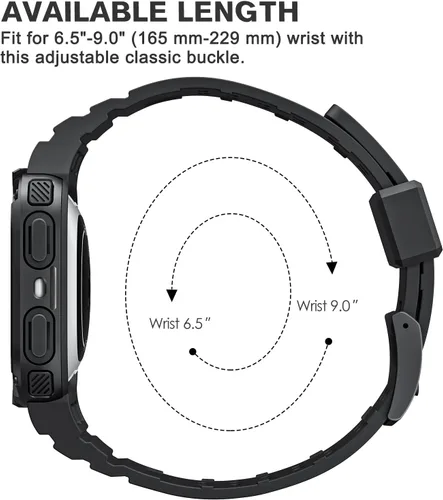 Vista 6 de Bandas Fintie con Estuche Compatible con Fitbit Versa 4/3/2/1/Versa Lite/Fitbit Sense 2/Sense, Estuche Protector con Correa Banda Deportiva Negro