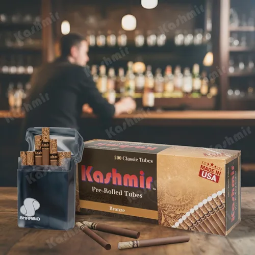 Vista 8 de Kashmir Tubos de cigarrillos de bronce de 3.307 in – 200 tubos vacíos tamaño King con filtros – Tubos de papel de cigarrillo marrón de papel natural