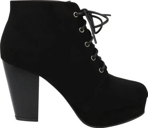 Vista 6 de Forever Link modelo Camille-86 - Botines con cordones y tacón grueso para mujer