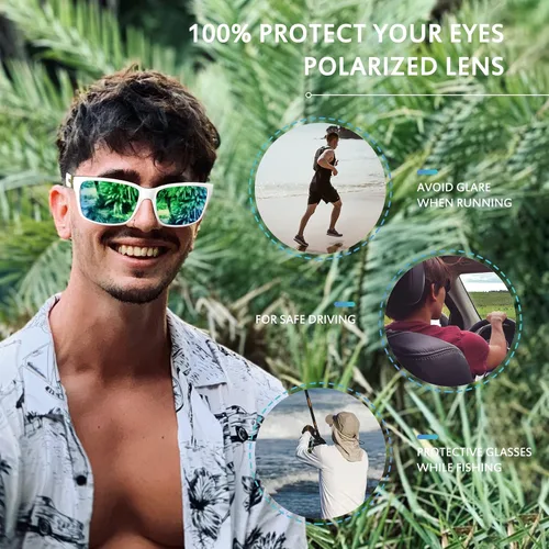 Vista 2 de MEETSUN Gafas de sol polarizadas cuadradas para hombres y mujeres clásicas retro deportes pesca conducción UV400 L