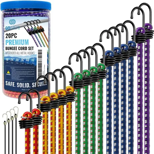 Vista 12 de GOEASY0312 - Cuerdas elásticas resistentes con mosquetón de 12 pulgadas, 18 pulgadas, 24 pulgadas, 6 unidades, color negro 200 LBS Max Break