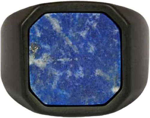 Vista 2 de Tateossian Anillo de cerámica negra con lapislázuli azul o piedra ónix, cuadrado