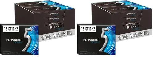Vista 10 de 5 GUM React Mint Goma de Mascar sin Azúcar Paquete Grande (10 paquetes x 15 palitos) Sabor Intenso y de Larga Duración