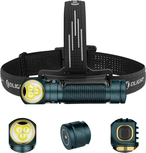 Vista 12 de OLIGHT Perun 3 - Linterna frontal recargable, 3000 lúmenes LED con luz roja, lámpara frontal impermeable con diadema para campamento al aire libre