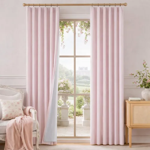 Vista 15 de HOMEIDEAS Cortinas plisadas de color naranja quemado 100% opacas, mezcla de lino de lujo con aislamiento térmico con ganchos ajustables, para sala