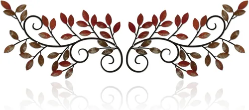 Vista 8 de ESTART 2 piezas de hojas de árbol de metal decoración de pared de hoja de olivo de vid, arte de pared de hoja de olivo, esculturas de pergamino
